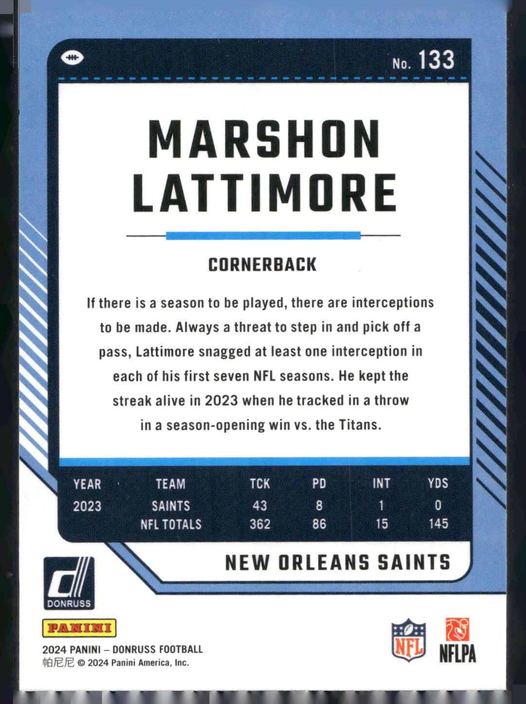 2024 Donruss #133 Marshon Lattimore