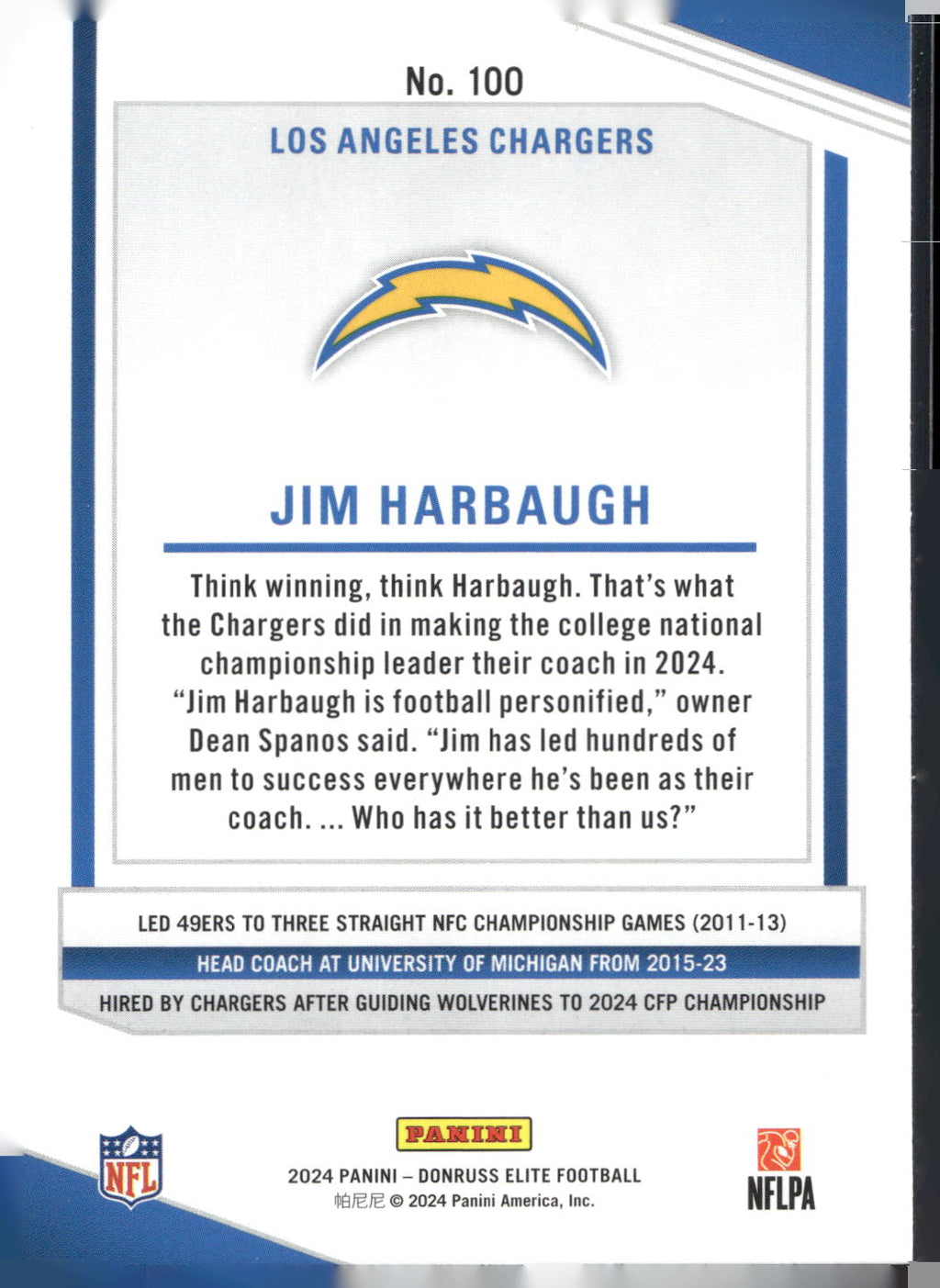 2024 Donruss Elite #100 Jim Harbaugh