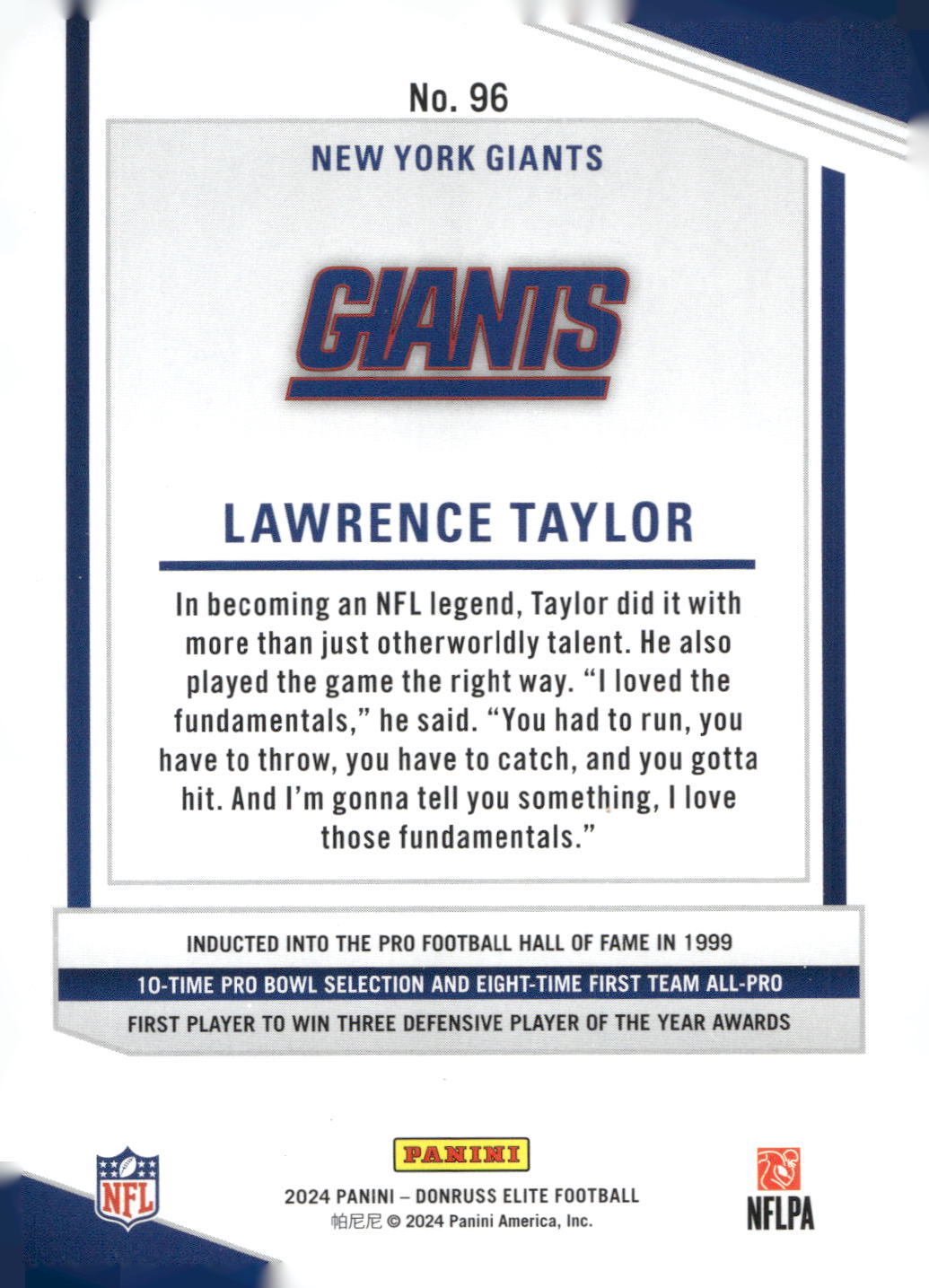 2024 Donruss Elite #96 Lawrence Taylor