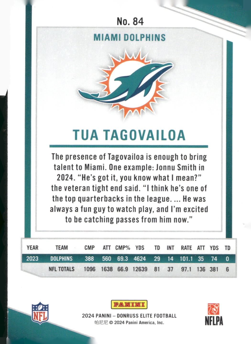 2024 Donruss Elite #84 Tua Tagovailoa