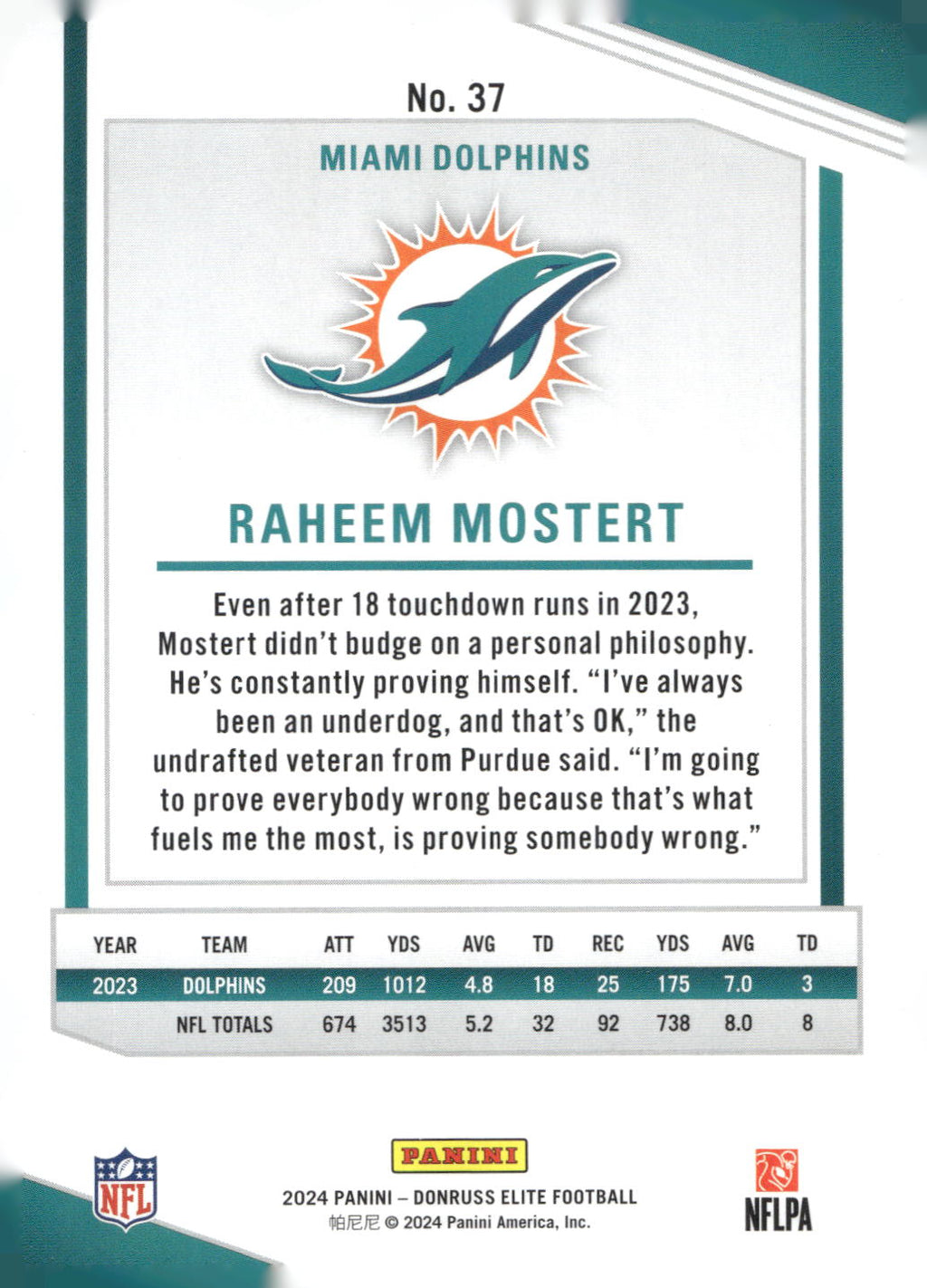 2024 Donruss Elite #37 Raheem Mostert