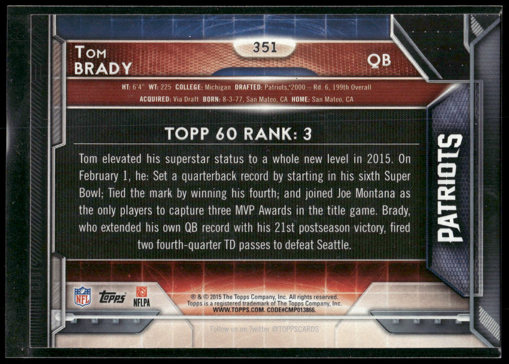 2015 Topps #351 Tom Brady