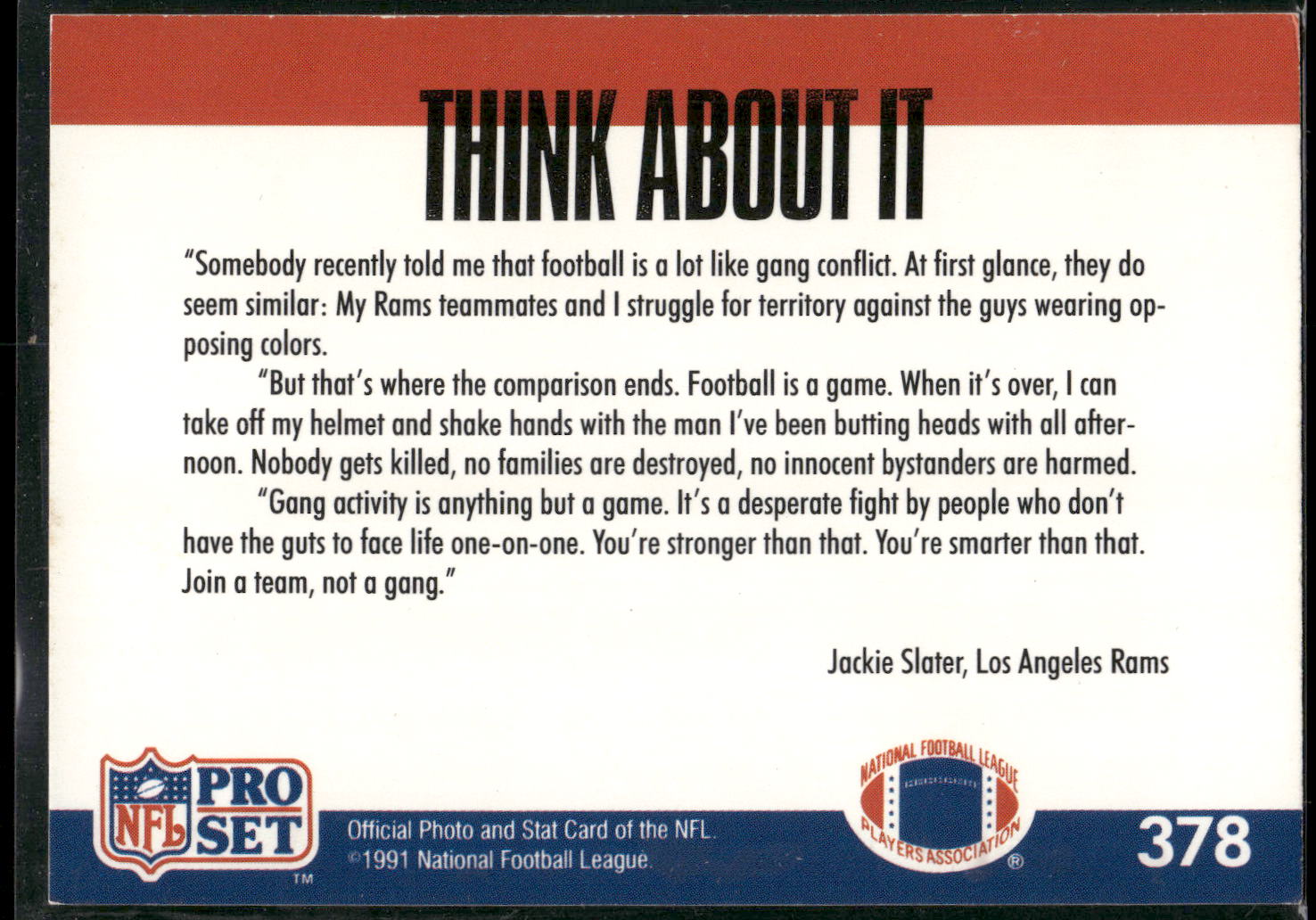 1991 Pro Set #378a Jackie Slater