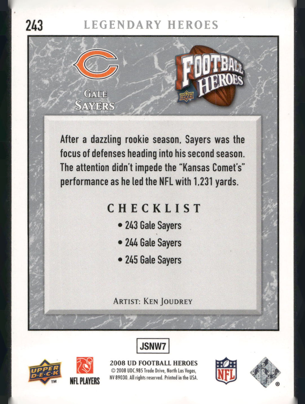 2008 Upper Deck Heroes #243 Gale Sayers