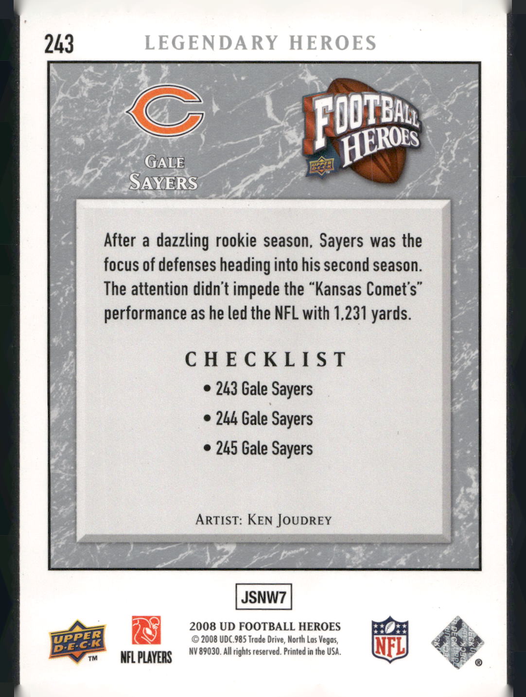 2008 Upper Deck Heroes #243 Gale Sayers