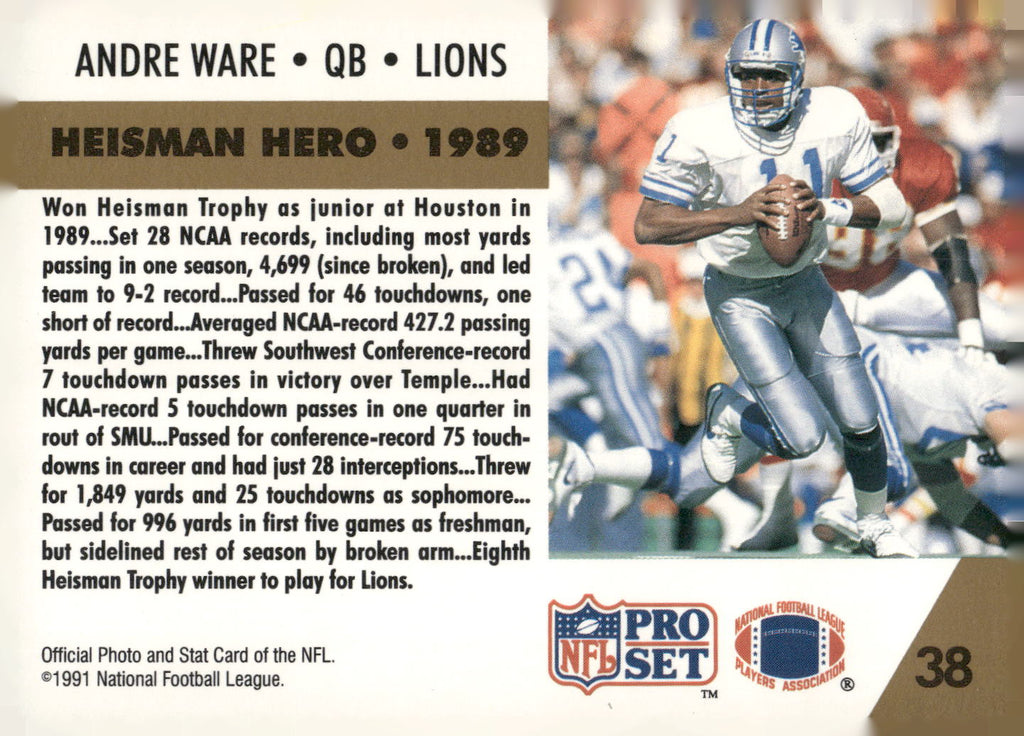 1991 Pro Set #38 Andre Ware
