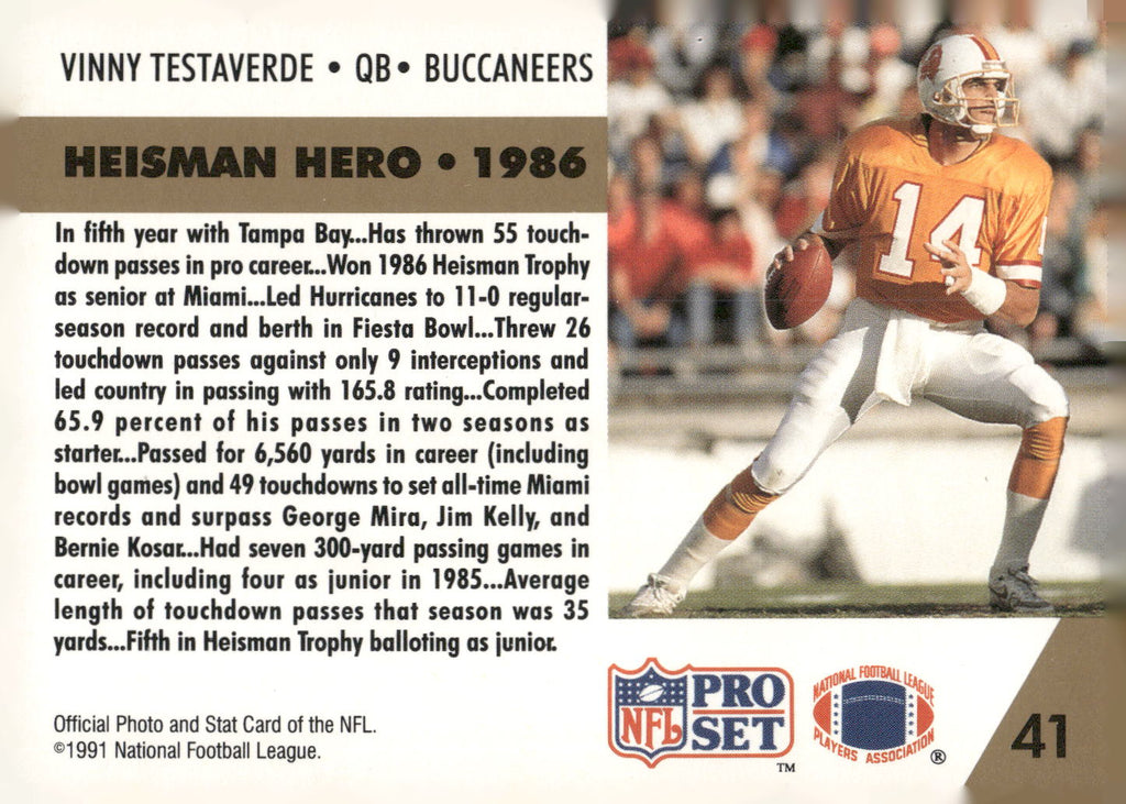 1991 Pro Set #41 Vinny Testaverde