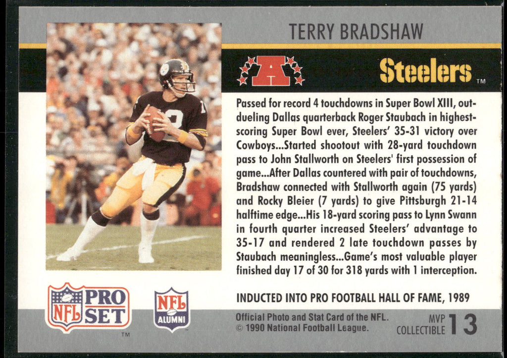 1990 Pro Set #13 Terry Bradshaw Super Bowl MVP Collectibles