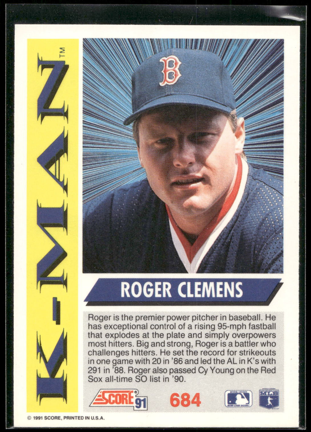 1991 Score #684 Roger Clemens