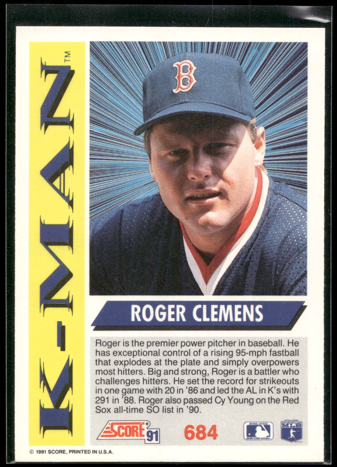1991 Score #684 Roger Clemens