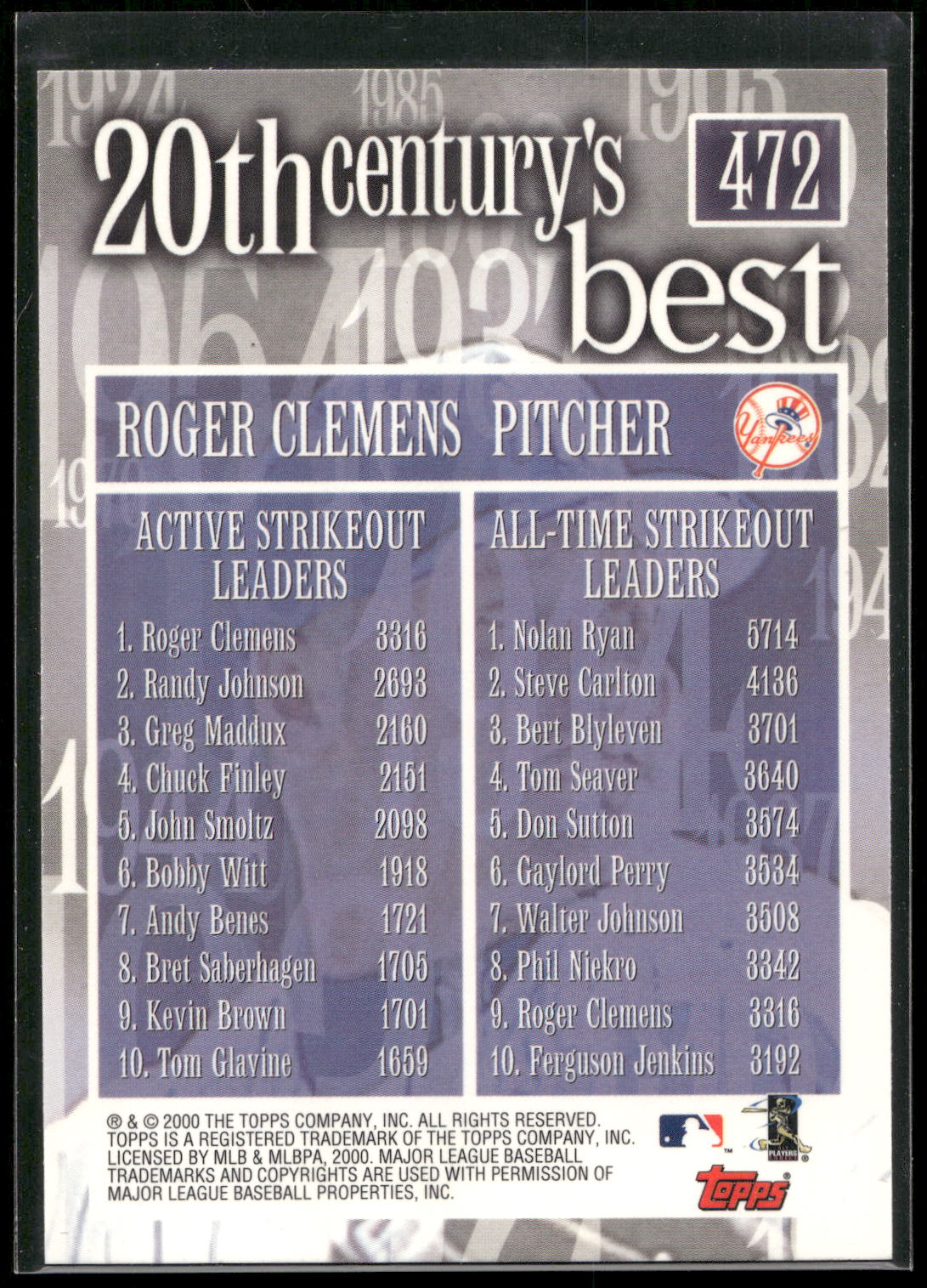 2000 Topps #235 Roger Clemens