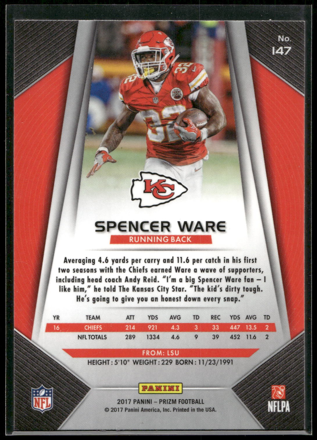 2017 Panini Prizm #147 Spencer Ware
