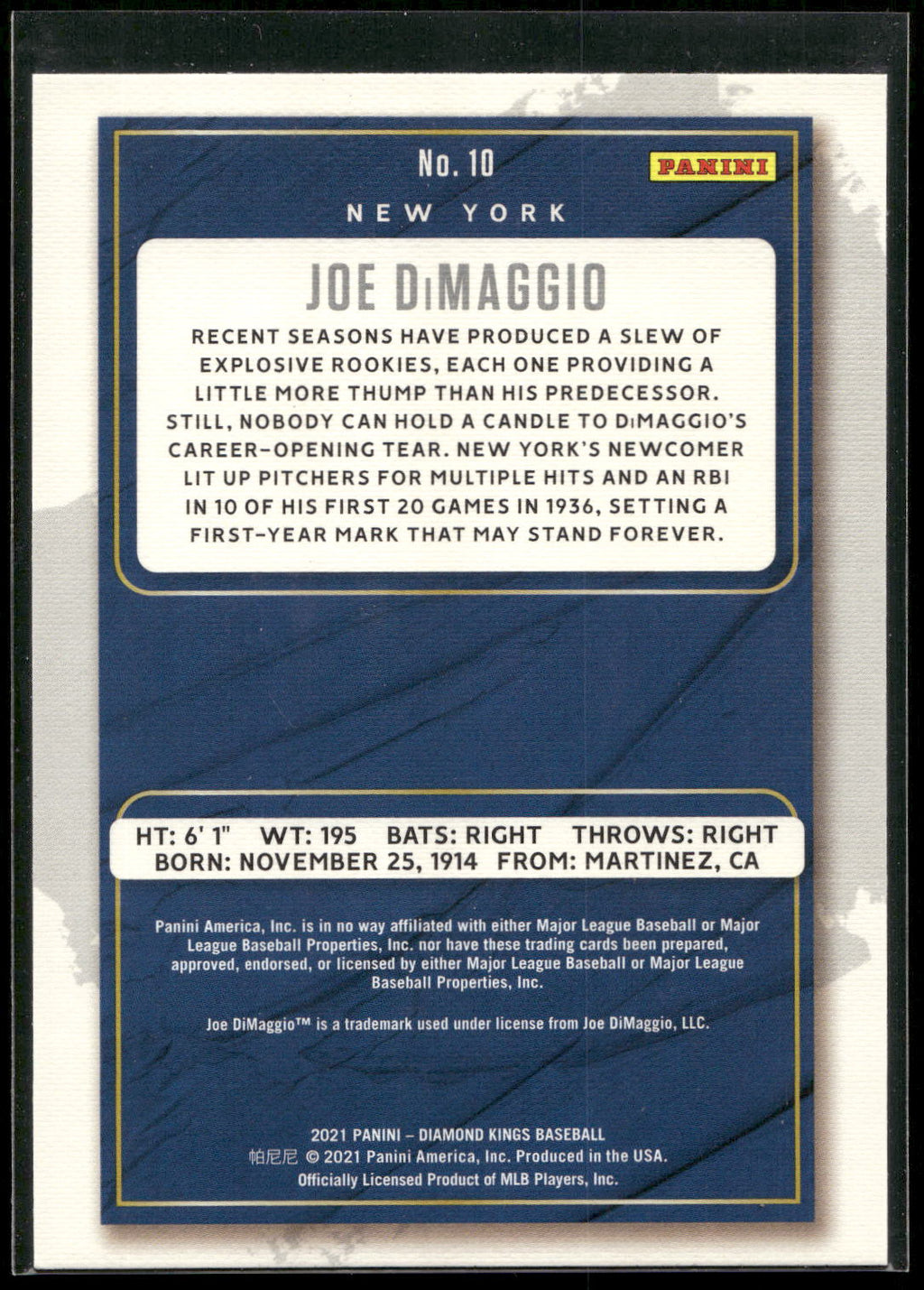 2021 Panini Diamond Kings #10 Joe DiMaggio
