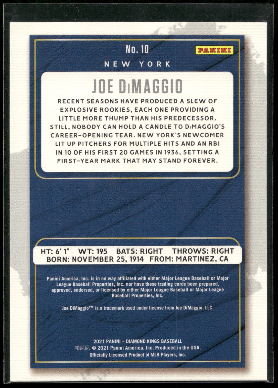 2021 Panini Diamond Kings #10 Joe DiMaggio