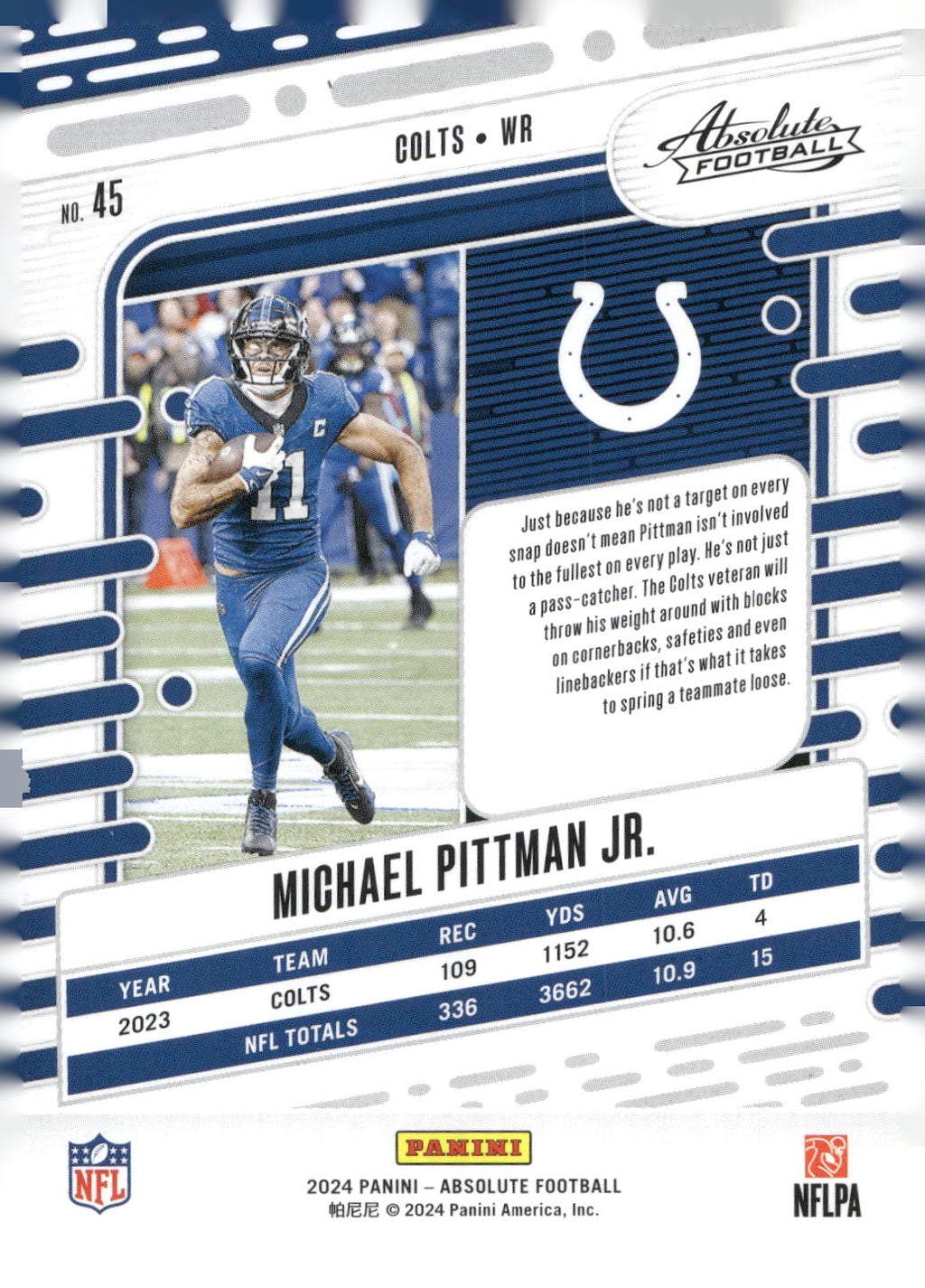 2024 Panini Absolute #45 Michael Pittman Jr. Retail