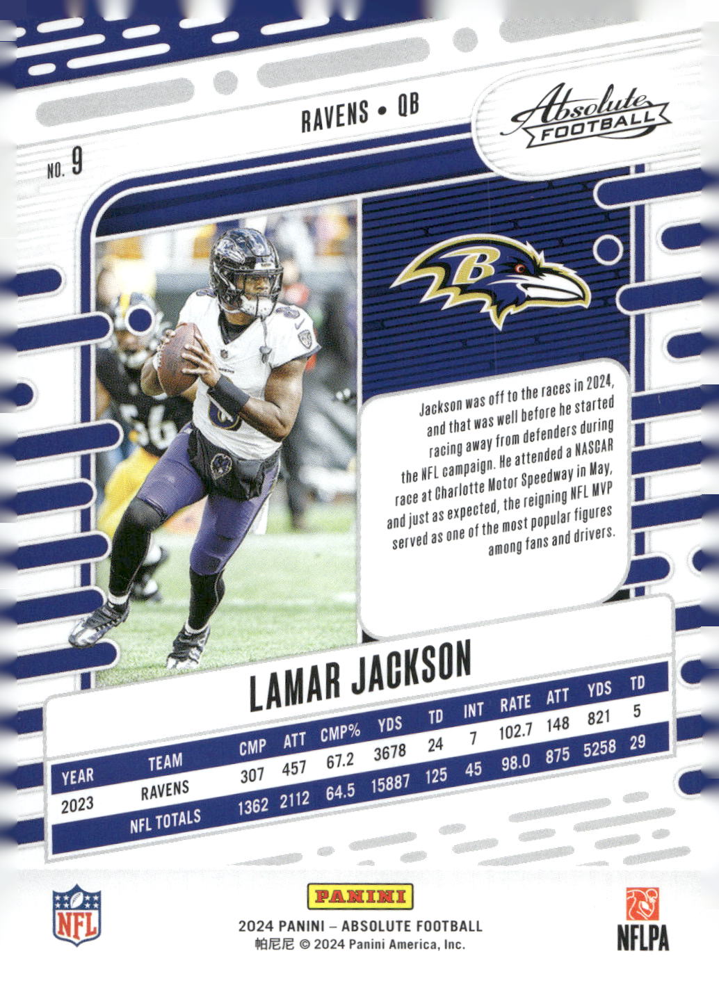 2024 Panini Absolute #9 Lamar Jackson Retail