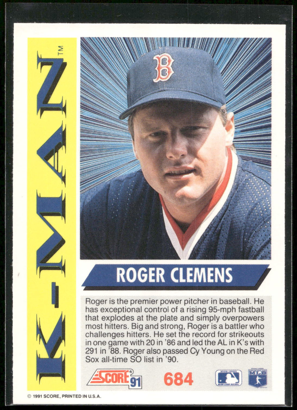 1991 Score #684 Roger Clemens