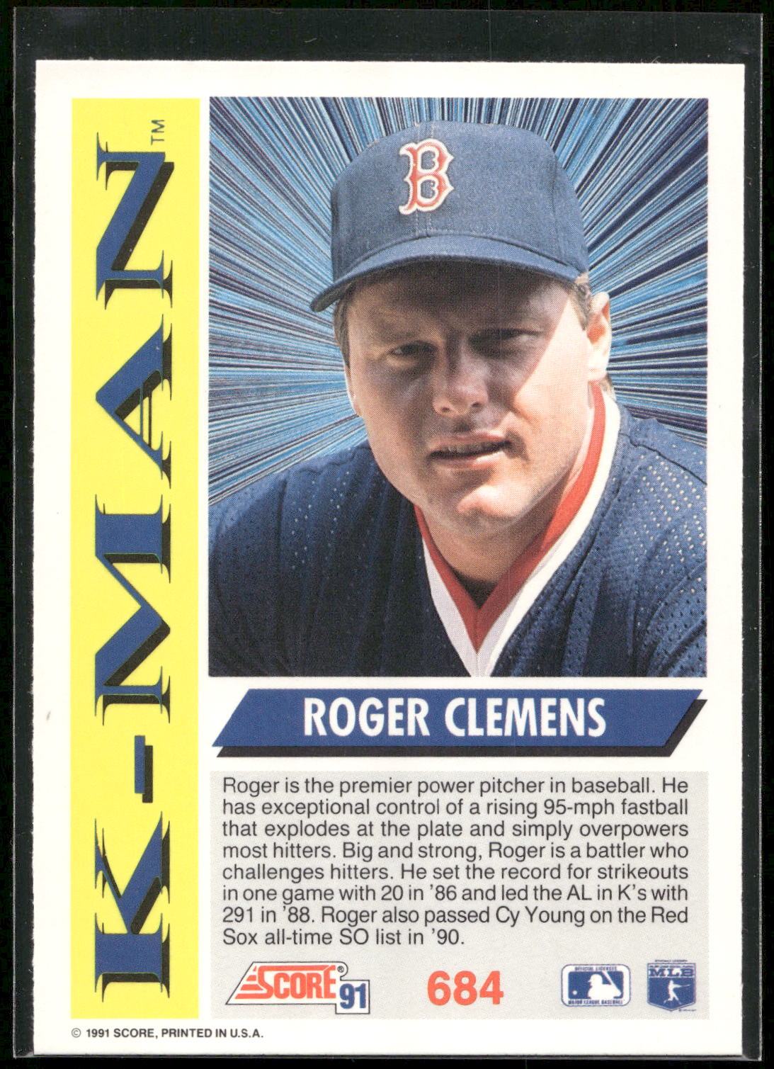 1991 Score #684 Roger Clemens