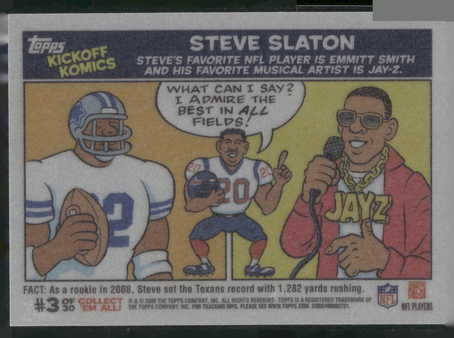 2009 Topps Kickoff #3 Steve Slaton Komics