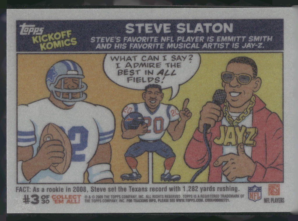 2009 Topps Kickoff #3 Steve Slaton Komics