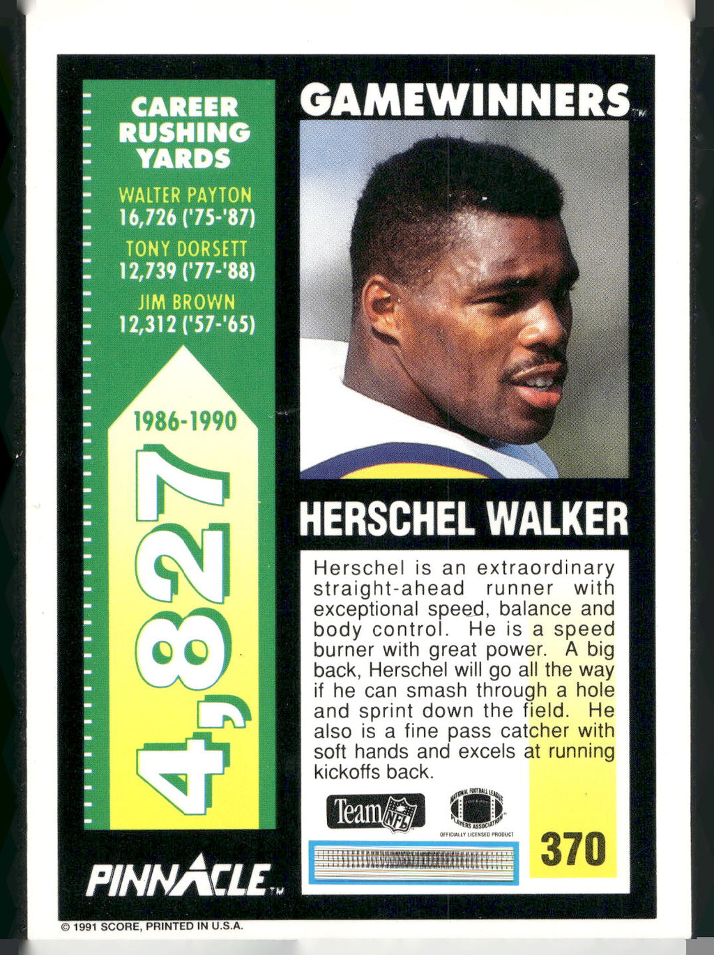 1991 Pinnacle #370 Herschel Walker