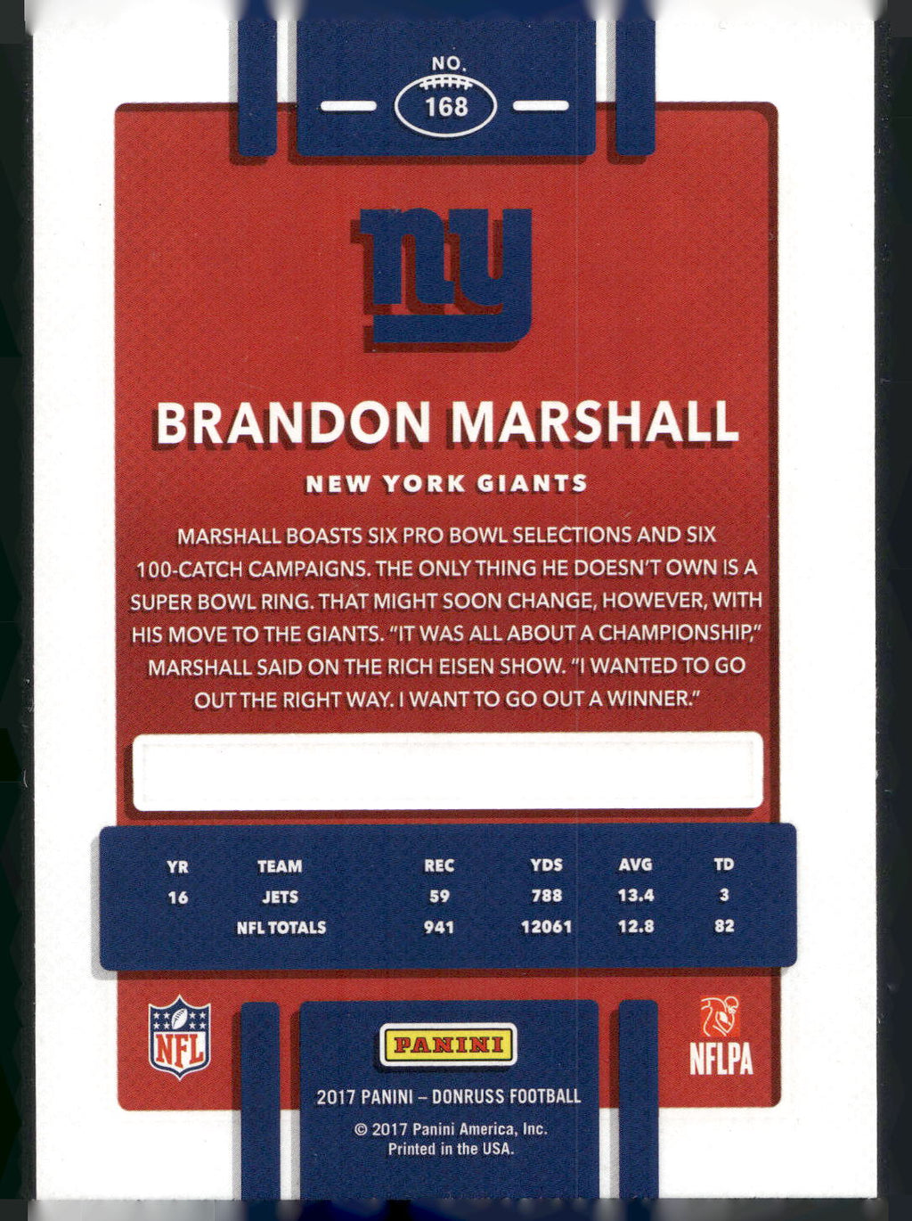 2017 Donruss #168 Brandon Marshall