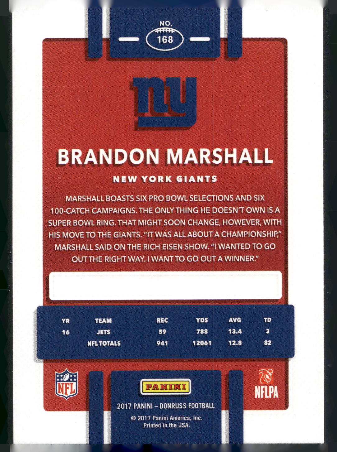 2017 Donruss #168 Brandon Marshall