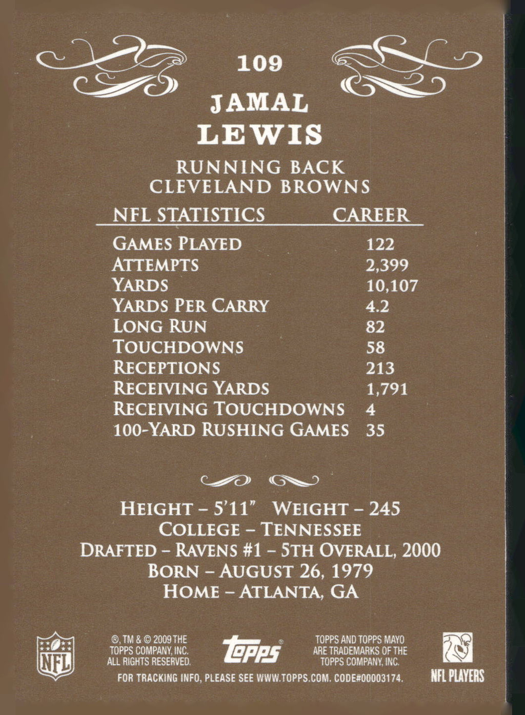 2009 Topps Mayo #109 Jamal Lewis