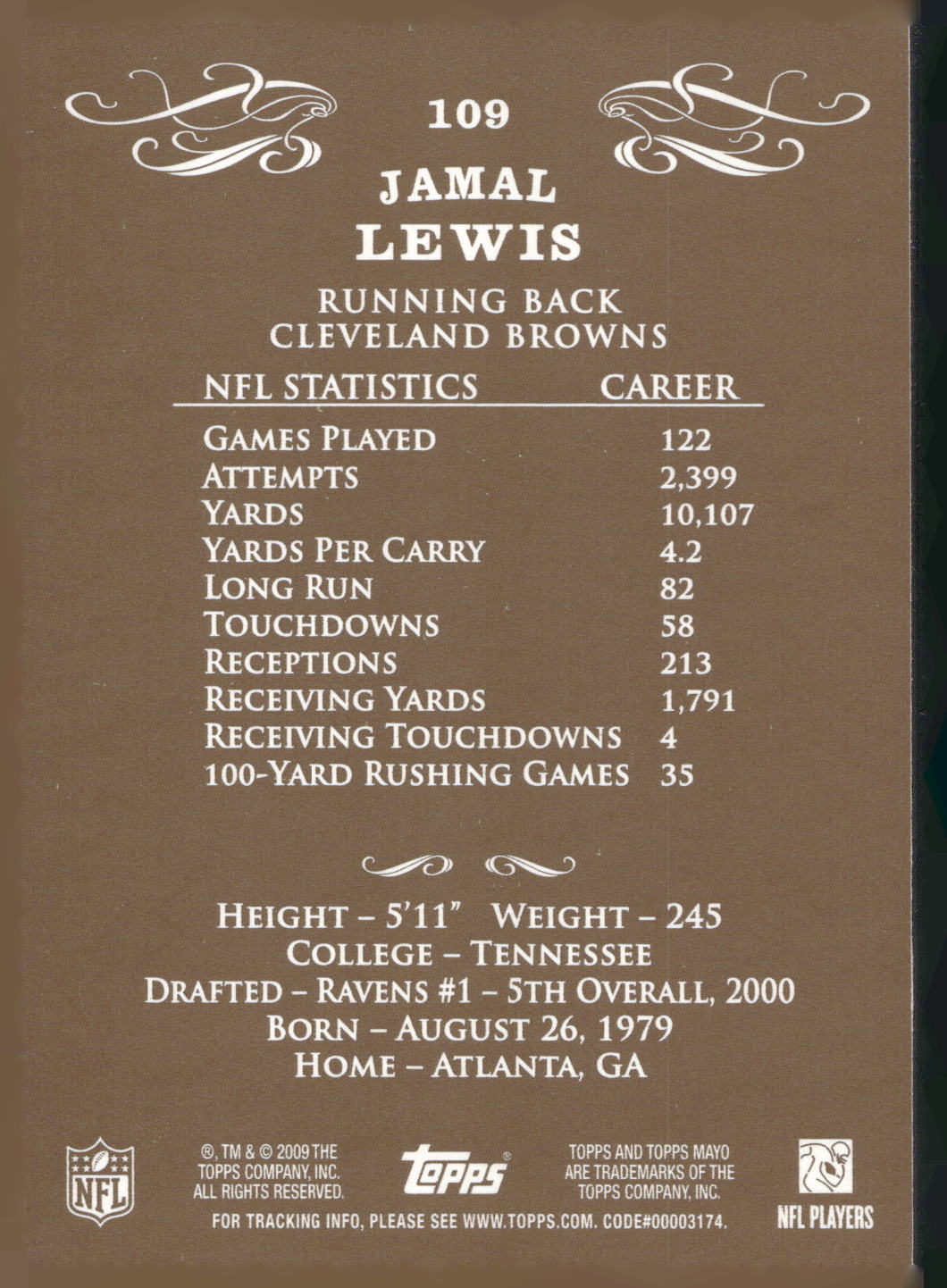 2009 Topps Mayo #109 Jamal Lewis