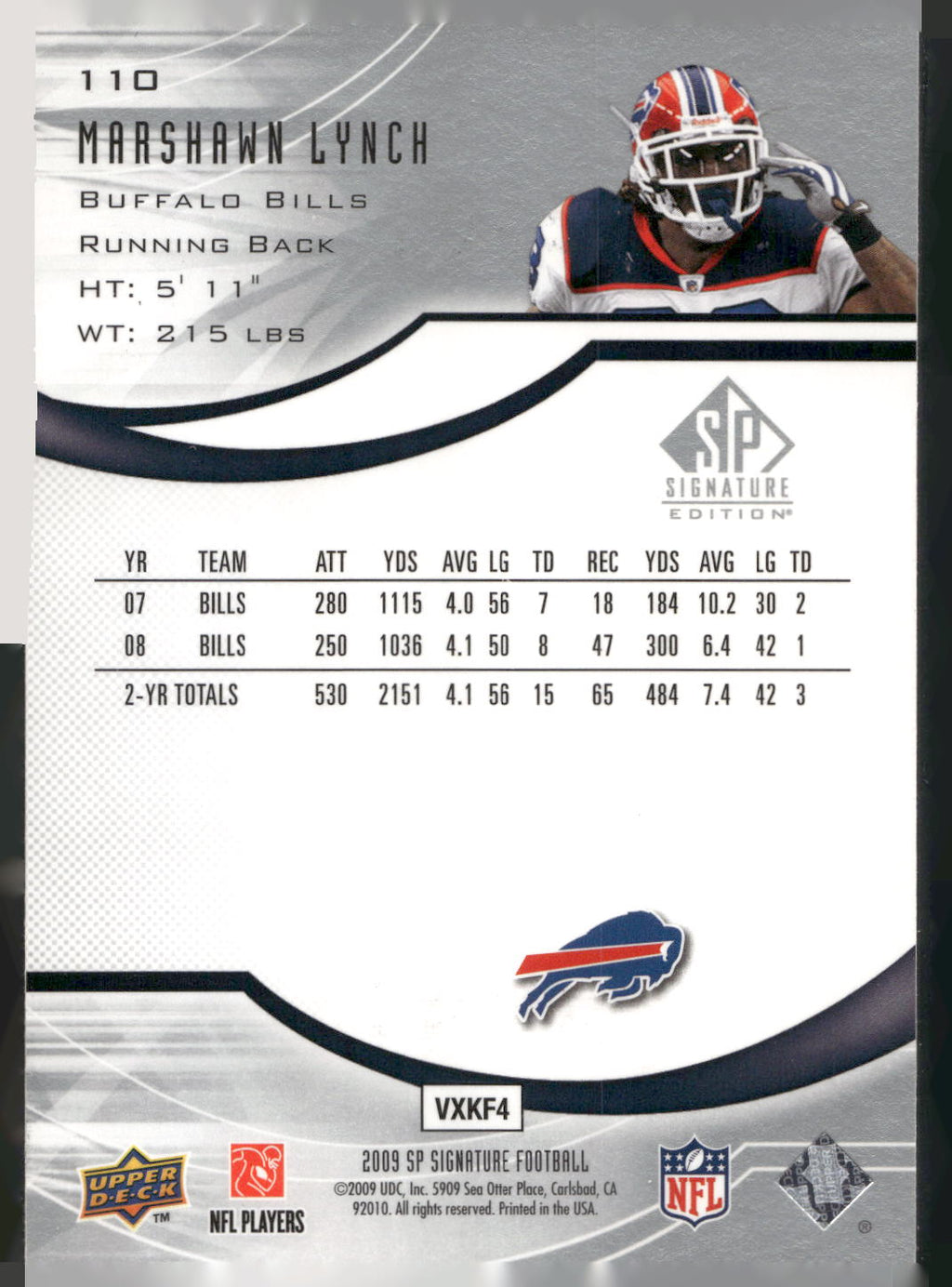 2009 SP Signature #110 Marshawn Lynch