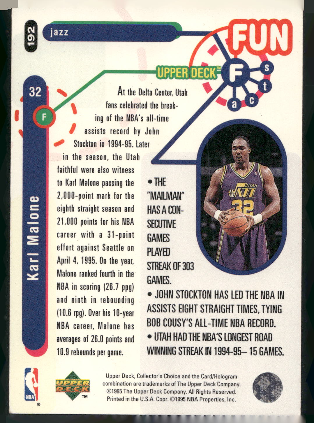 1995-96 Collector's Choice #192 Karl Malone