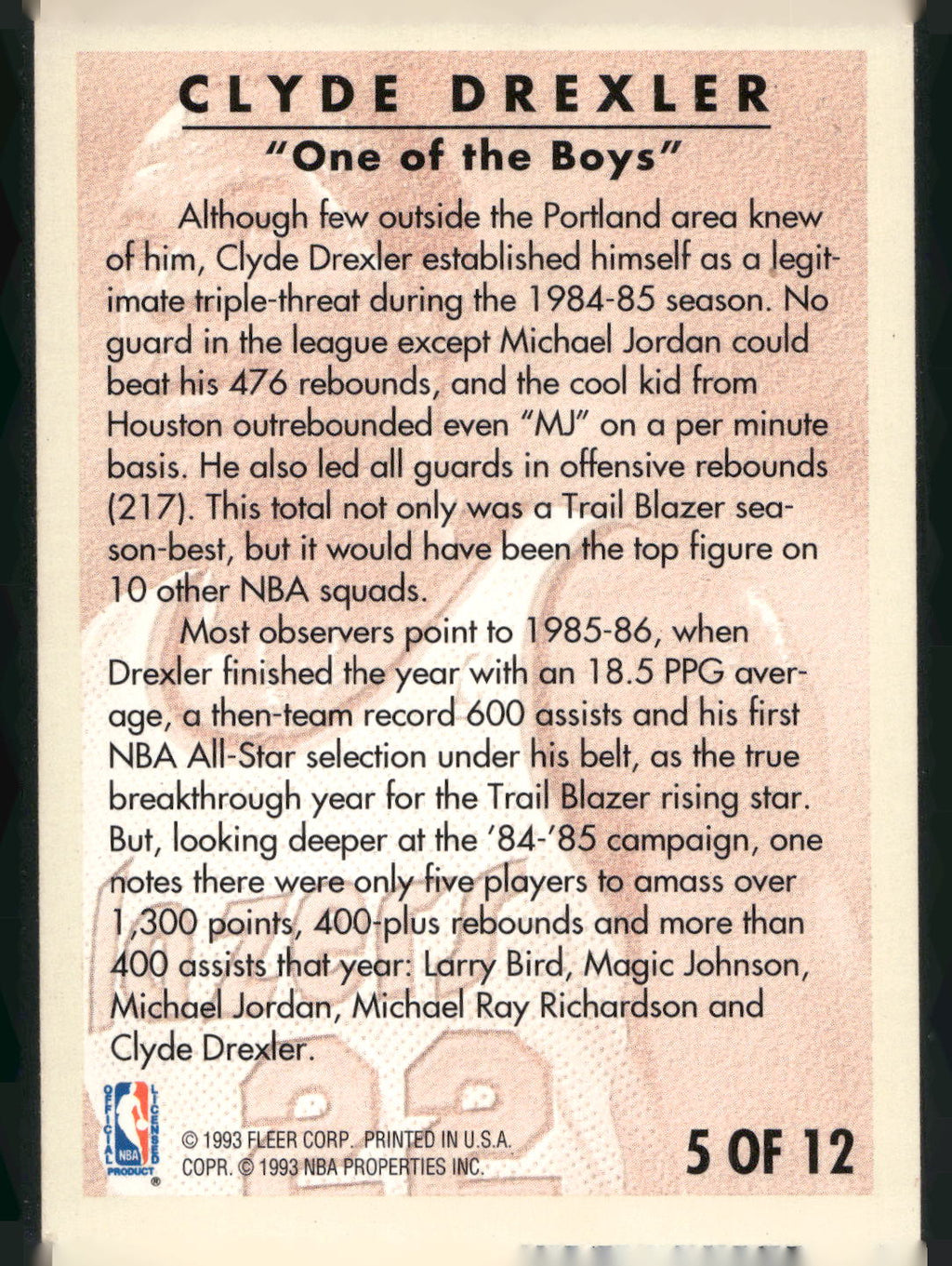 1993-94 Fleer #5 Clyde Drexler Clyde Drexler Career Highlights