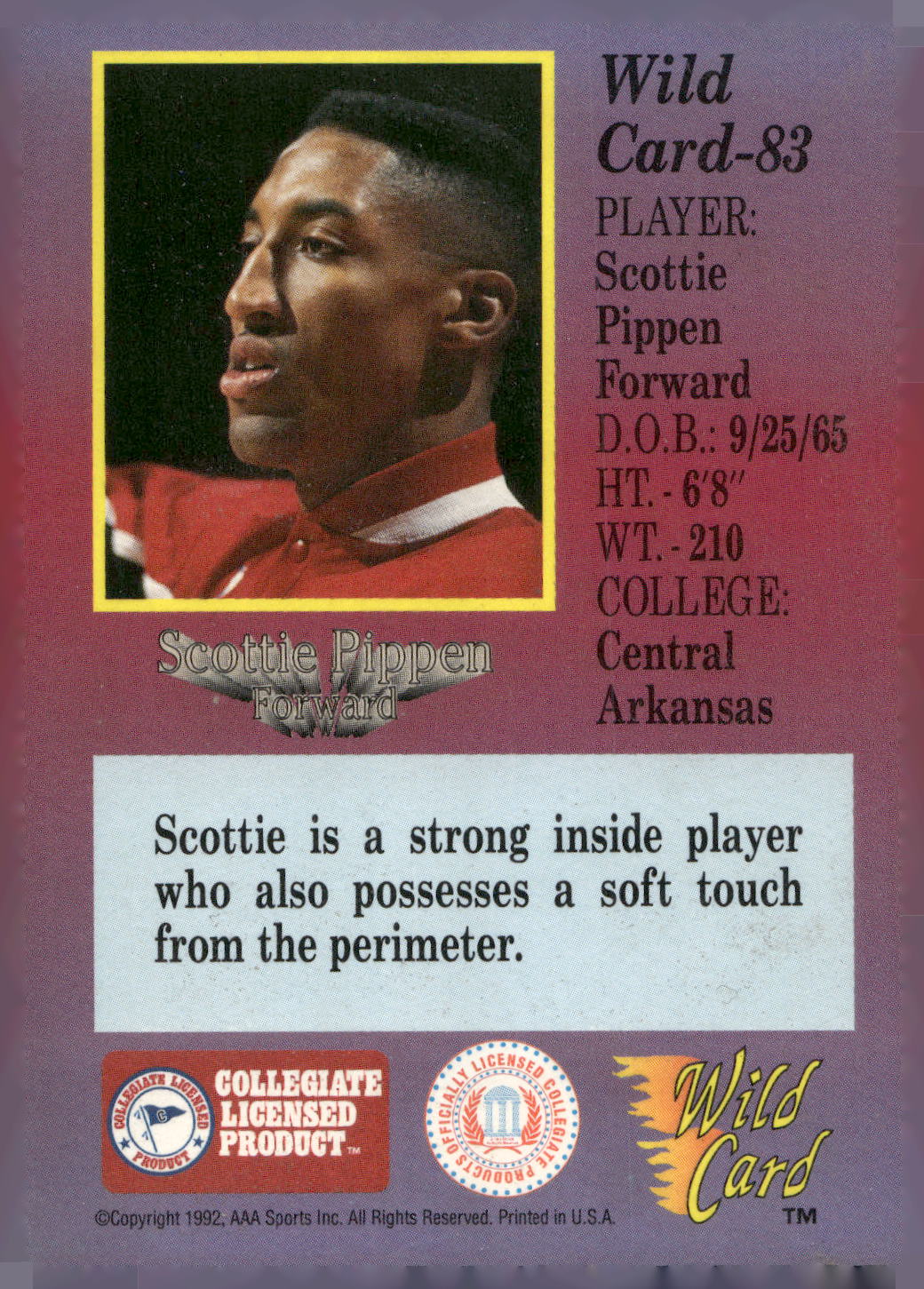 1991-92 Wild Card #83 Scottie Pippen