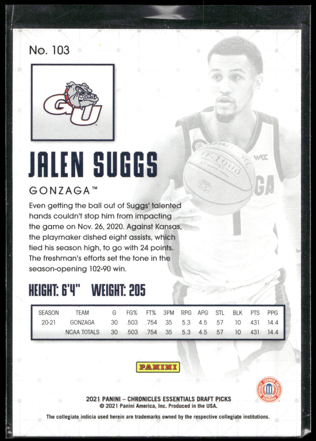 2021 Panini Chronicles Draft Picks #103 Jalen Suggs