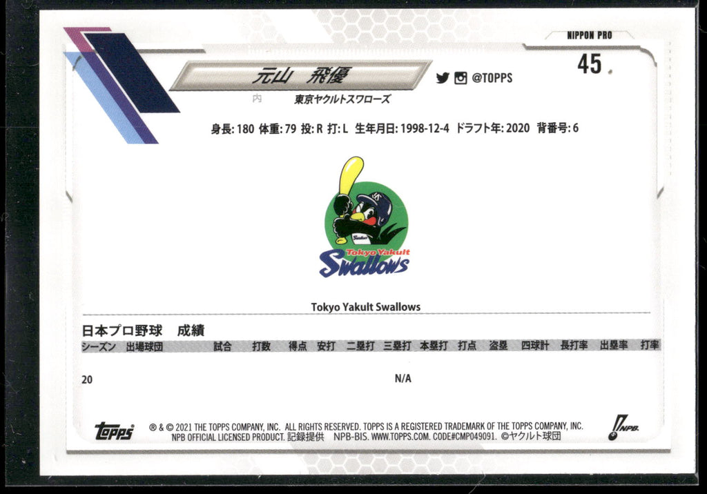 2021 Topps NPB #45 Hiyu Motoyama