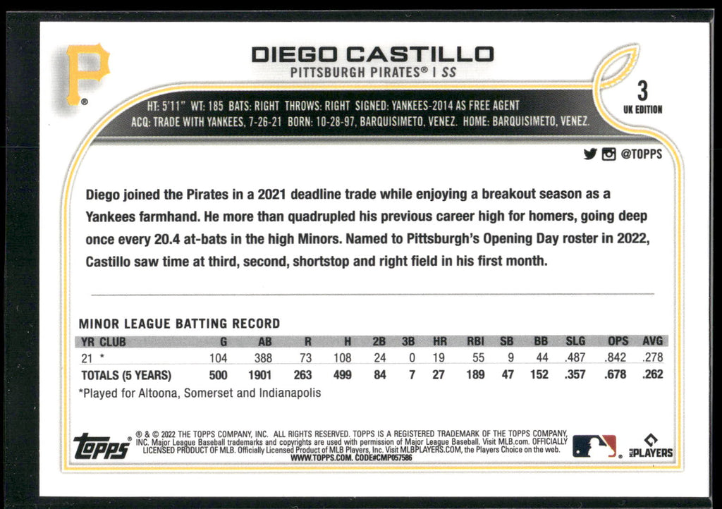2022 Topps UK Edition #3 Diego Castillo