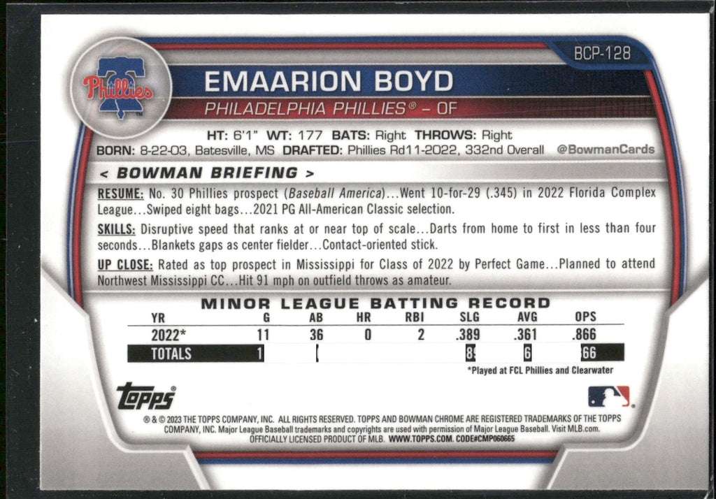 2023 Bowman #BCP-128 Emaarion Boyd Chrome Prospects