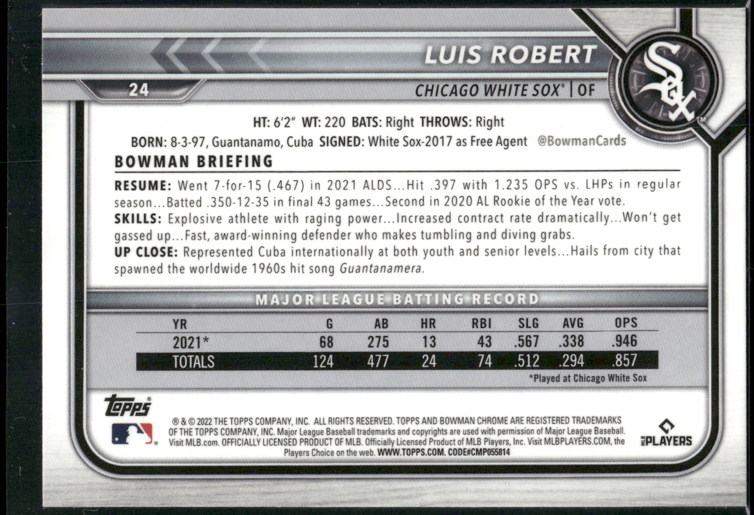 2022 Bowman Chrome #24 Luis Robert