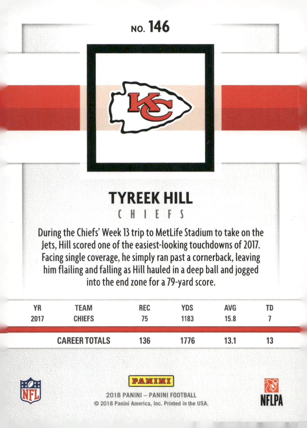 2018 Panini #146 Tyreek Hill
