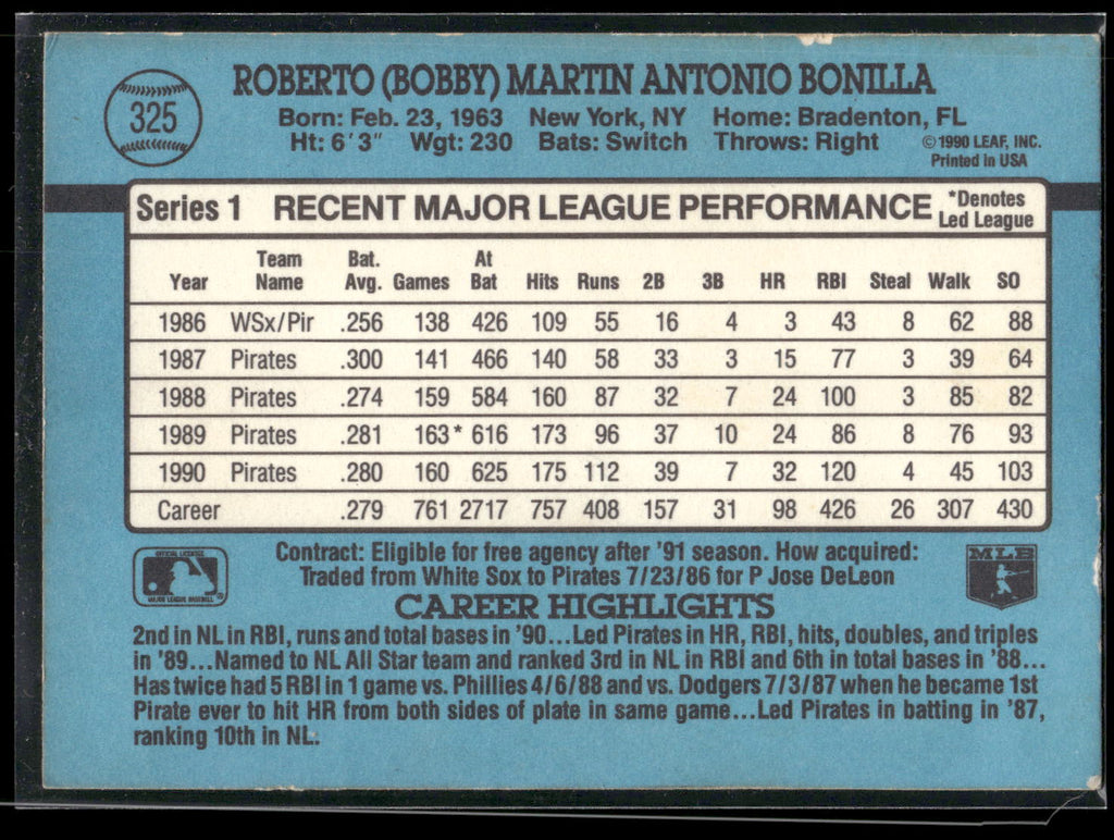 1991 Donruss #325 Bobby Bonilla