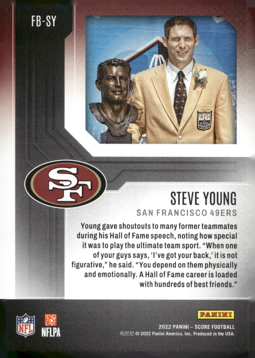 2022 Score #FB-SY Steve Young First Ballot