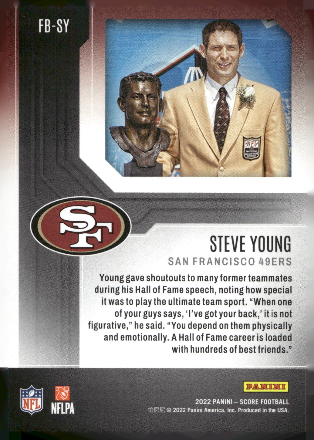 2022 Score #FB-SY Steve Young First Ballot