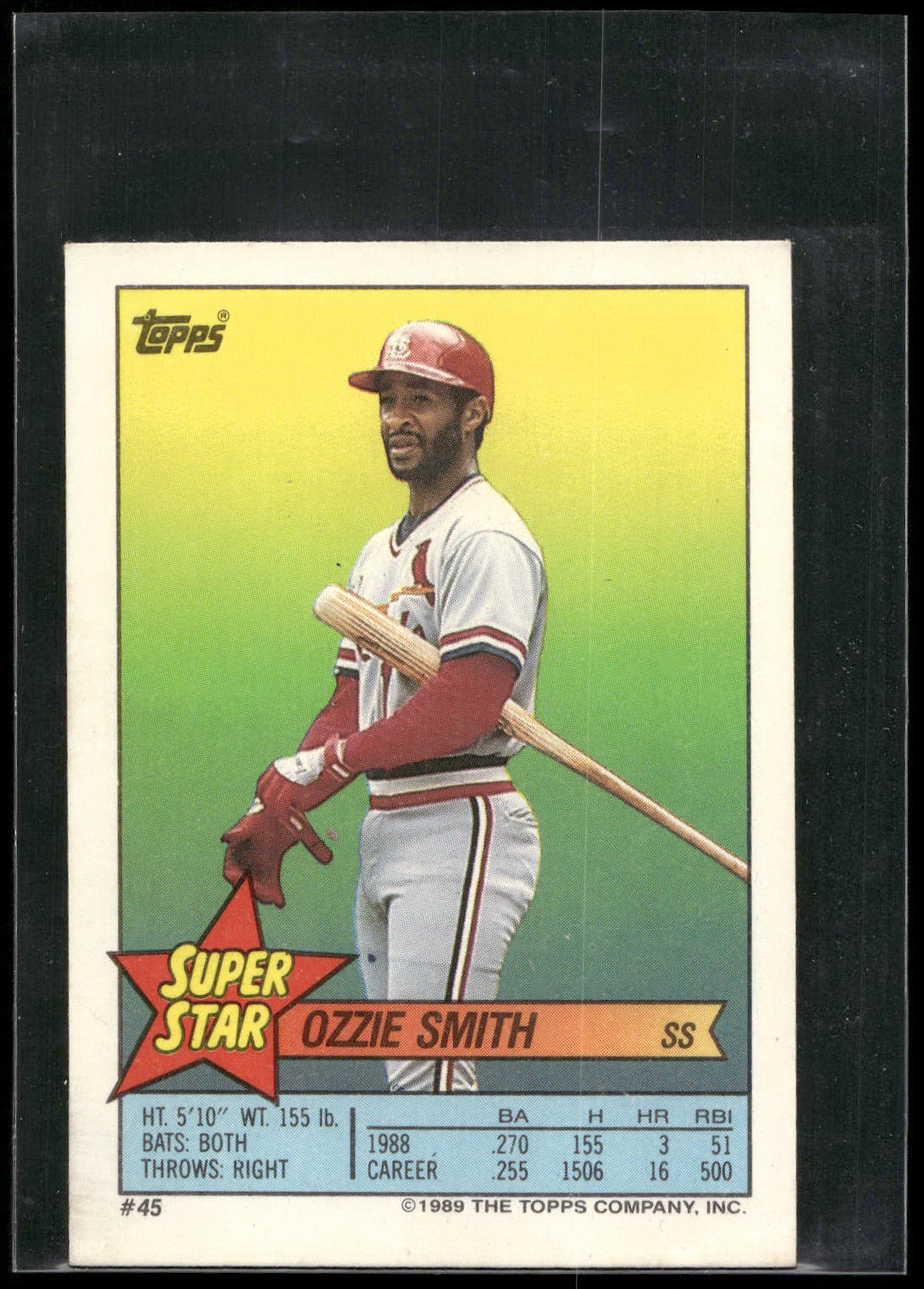 1989 Topps Stickers #45 Ozzie Smith Super Star Backs