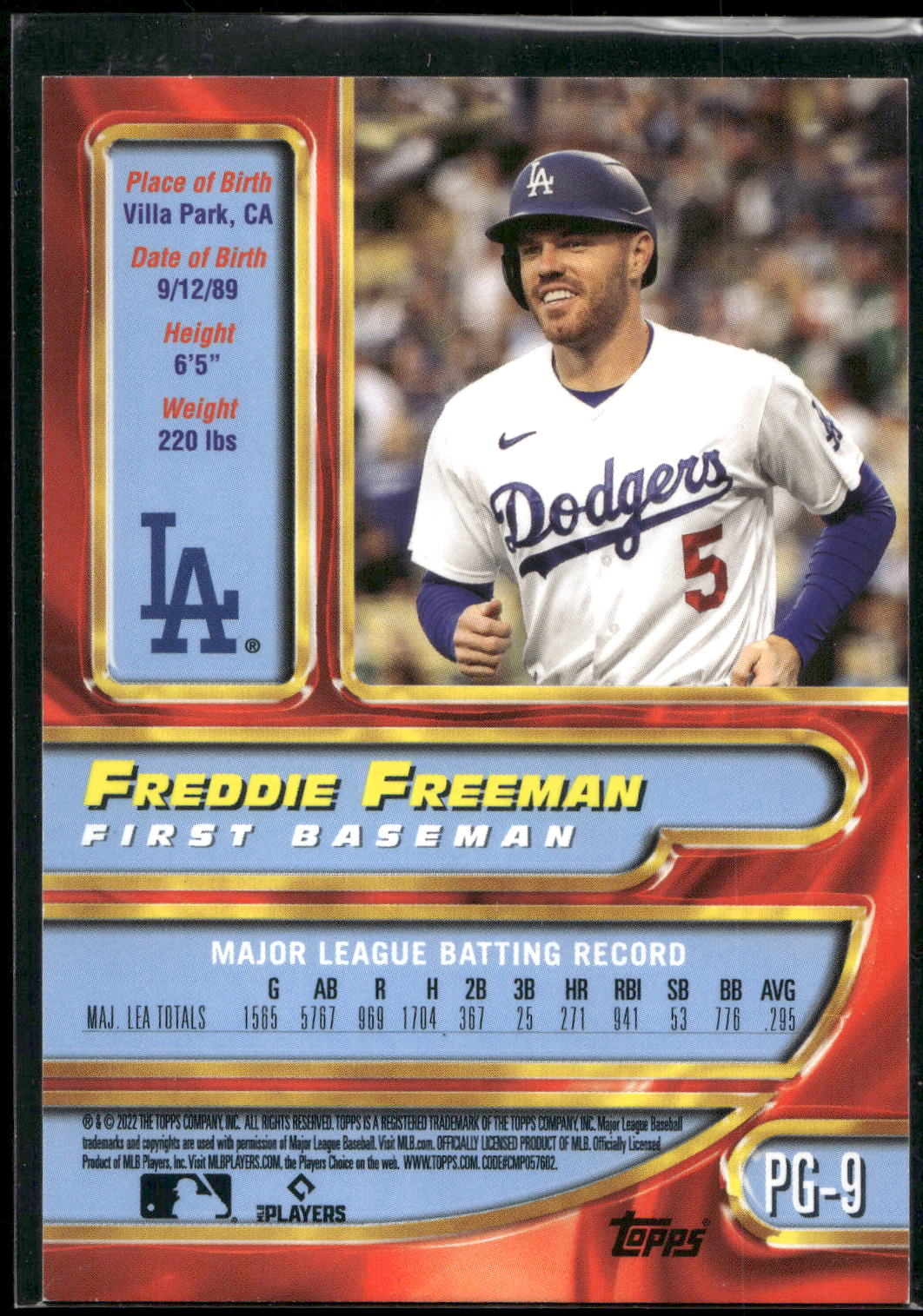2022 Topps UK Edition #PG-9 Freddie Freeman 1997-98 Merlin Premier Gold Redux