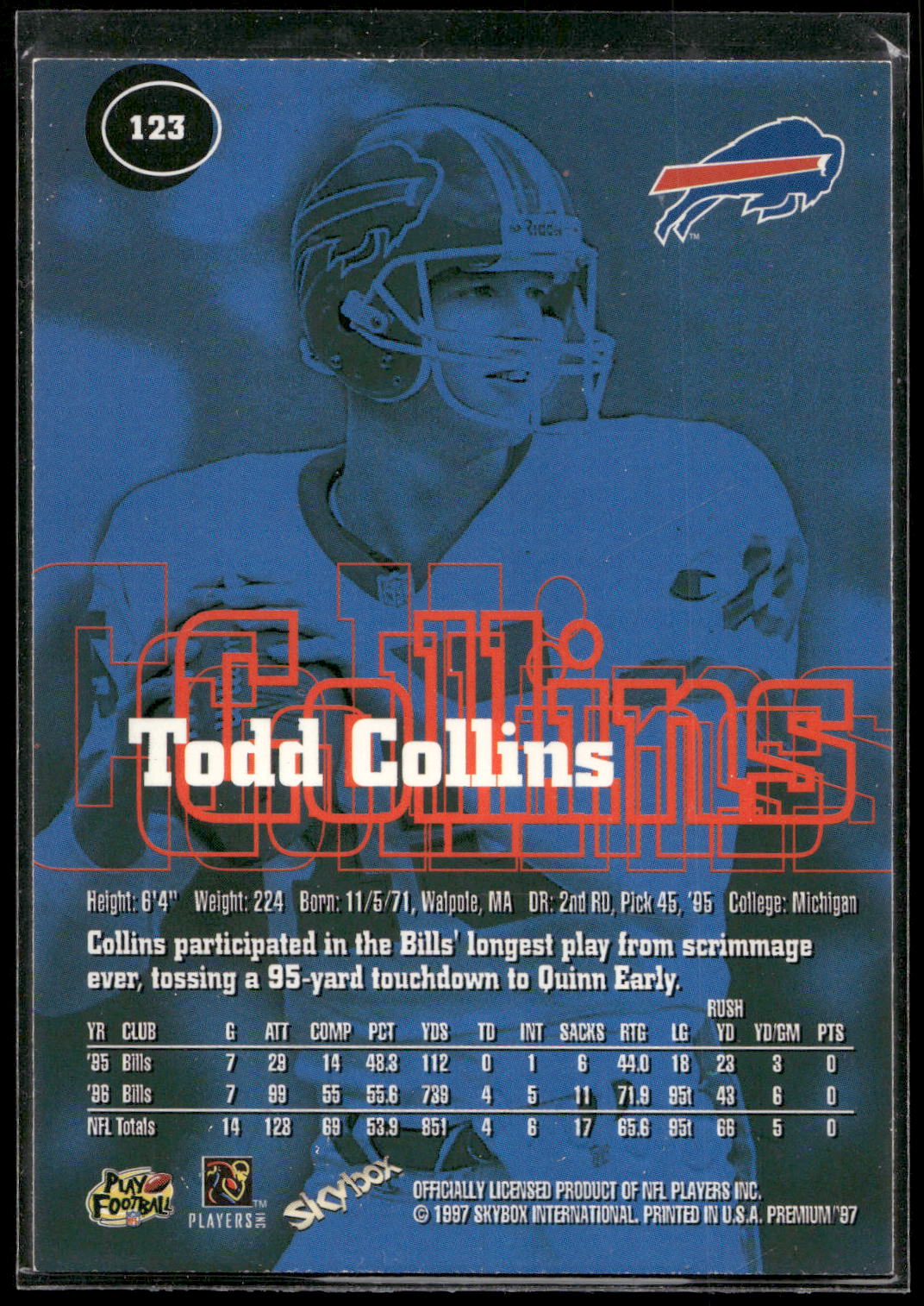 1997 SkyBox Premium #123 Todd Collins