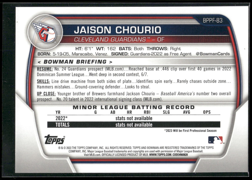 2023 Bowman 1st Edition #BPPF-83 Jaison Chourio