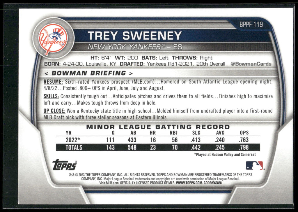 2023 Bowman 1st Edition #BPPF-119 Trey Sweeney