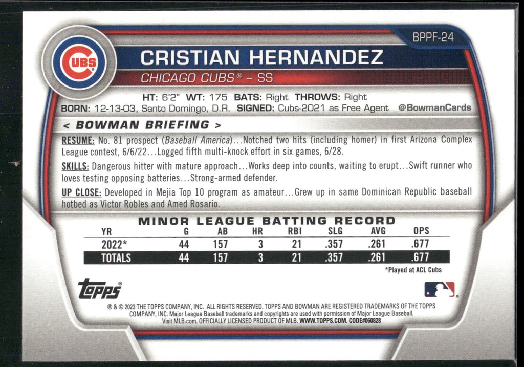 2023 Bowman 1st Edition #BPPF-24 Cristian Hernández