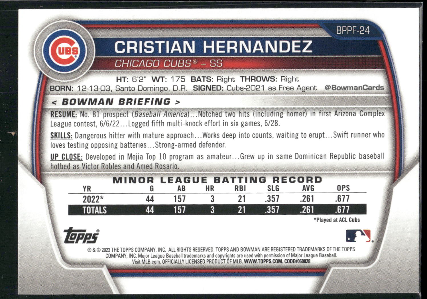 2023 Bowman 1st Edition #BPPF-24 Cristian Hernández