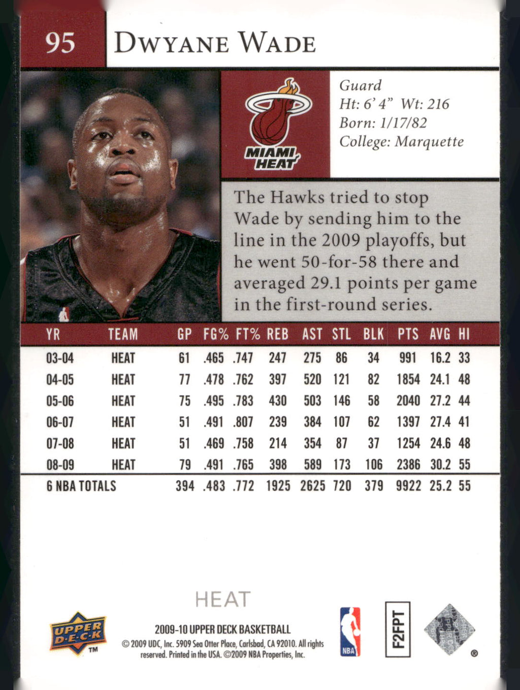 2009-10 Upper Deck #95 Dwyane Wade